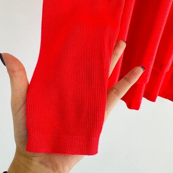 MNG By Mango Red Long Sleeve Round Neck Knit Hi-Low Hem Comfy Sweater Size S - Picture 3 of 5